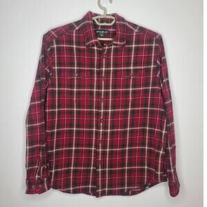 Eddie Bauer red plaid cotton heavy flannel long sleeve shirt - XL